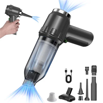 16KPa Powerful Suction Wireless Car Vacuum Cleaner Rechargeable Portable Handheld Dust Blower - Black+Silver