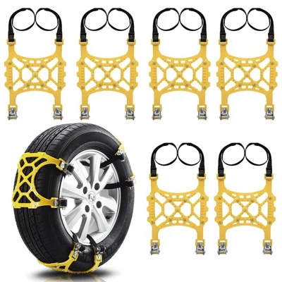6Pcs Winter Car Tire Snow Chains Anti Skid Automotive Tire Wheels Chains Safety Traction Chains