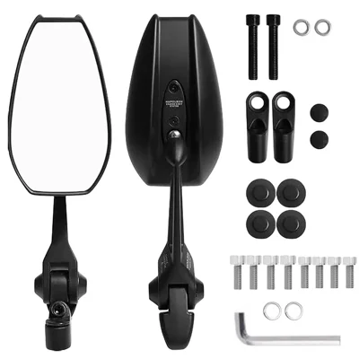 AOS4 Rotatable Side Mirror for Motorcycle Plastic + Aluminum Universal Rearview Mirror, White