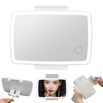 Car Sun Visor Mount Rechargeable LED Makeup Mirror Vehicle Interior Illuminated Vanity Mirror