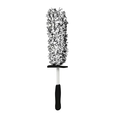 Wheel Rim Cleaning Brush Automobile Tire Hub Ultra-fine Microfiber Cleaner Tool with Spacer Plate - Black White