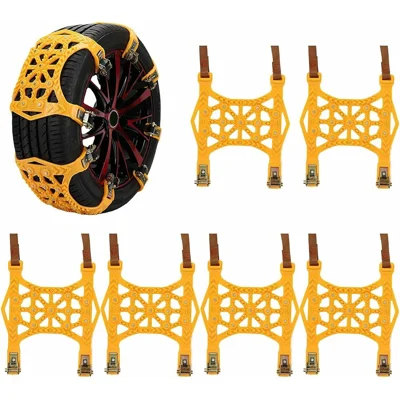 6Pcs Car Tire Snow Chains Anti Skid Emergency Traction Chain for Improved Driving Safety