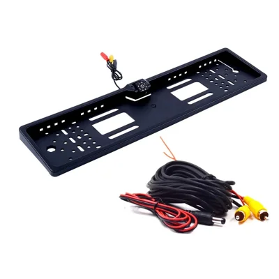 European License Plate Frame with 8-LED Night Vision AHD 1080P Wide Angle Car Rear View Camera for Reverse Parking