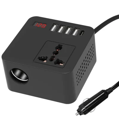 Digital Display Car Power Inverter DC 12V / 24V to AC 110V / 220V Multifunction Converter Charger with USB C + USB A + AC Outlet