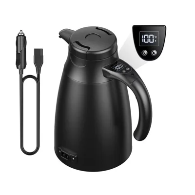 Bollitore elettrico da 1200 ml per auto 12V / 24V, controllo intelligente della temperatura, doppio strato in acciaio inossidabile, scaldabagno (senza BPA, senza FDA)