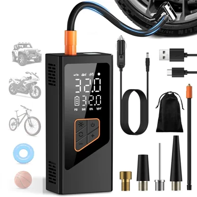 Gonfiatore di pneumatici per auto wireless con display digitale, pompa elettrica portatile mini a mano con cavo per accendisigari