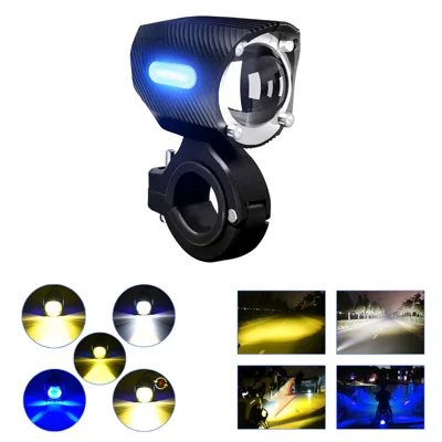 M10 1Pc Moto LED Projecteur Bleu Avertissement Lumière 5 Modes IP67 Étanche Lampe Auxiliaire