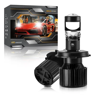 N1 For H4 High Power LED Headlight Bulb Dual Copper Tube Mini Lens 65W 6500LM 6000K CSP Chip