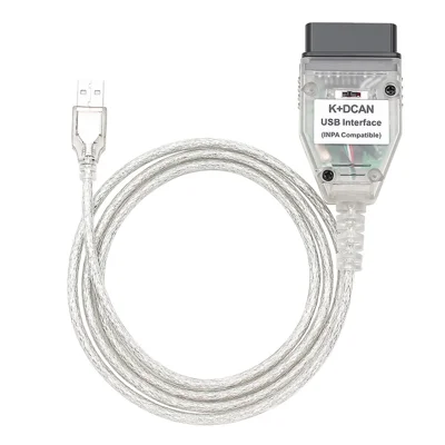 K + DCAN K-CAN FTDI Chip for E60 / E61 / E83 / E81 / E87 OBD2 Auto Car Diagnostic Tool OBD 2 Scanner USB Interface Cable - White