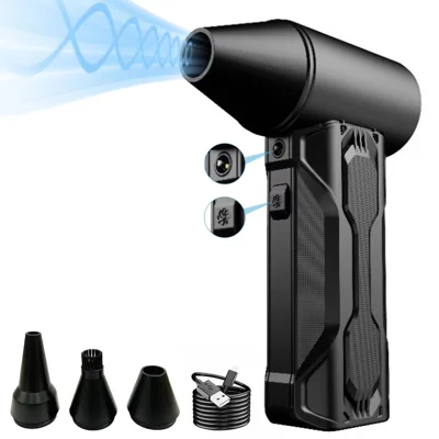 Ventilatore Turbo 160000 RPM, soffiatore portatile senza fili con luce LED, soffiatore d'aria ricaricabile da 5000 mAh