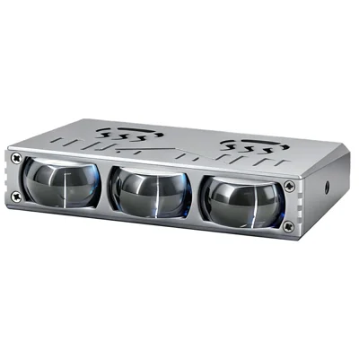 S10 1Pc 45W 3-LED Ultra Thin Car Grille Light with Cooling Fan Dual Color Motorcycle Auxiliary Driving Lamp