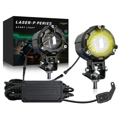 S8 2 Stück 40 W LED-Scheinwerfer Set für Motorrad Zusatzscheinwerfer mit Kabelbaum Schalter, Fern- und Abblendlicht