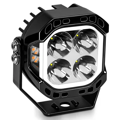 E8 1Pc 40W LED Off-Road Spotlight IP68 Waterproof Aviation Grade Aluminum Alloy Angel Eyes Car Flood Lamp