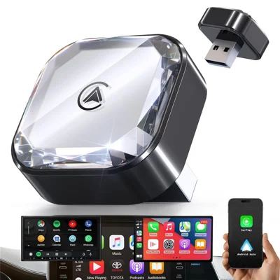 2-in-1 Wireless CarPlay und Android Auto Adapter Kabelgebunden zu Wireless Konverter Eingebautes Kabelgebundenes CarPlay / Android Auto
