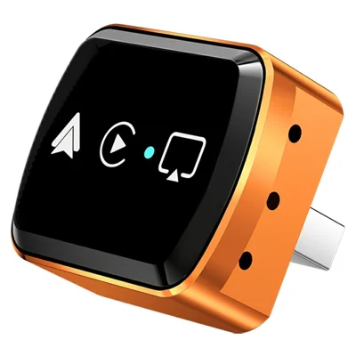 Adaptador inteligente M71 de 4 en 1 para proyección de pantalla AirPlay / Miracast para vehículos, convertidor de CarPlay / Android Auto de cableado a inalámbrico - Naranja