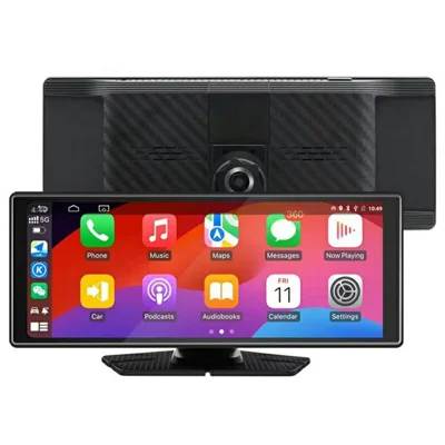 10.26 Inch Large Screen Allwinner V553 Wireless CarPlay Screen Multimedia Player with 4K + 1080P Front and Rear Dual Recording Dash Cam - Black
