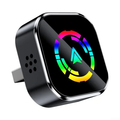 Q1A Com Fios para Sem Fios Carplay / Android Auto 2 em 1 Dongle de Ligação Automática Mini Adaptador - Preto+Símbolo Colorido