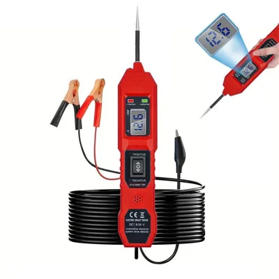 Testeur de circuit pour batterie de voiture avec affichage LCD 3,5-40 V CC, outil de diagnostic pour système électrique automobile - Rouge