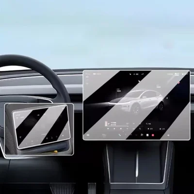 2 Pezzi / Set per Tesla Model Y L 2025-2026 Pellicola Protettiva per Schermo da 16 Pollici Anteriore e Posteriore in Vetro Temperato Antiriflesso