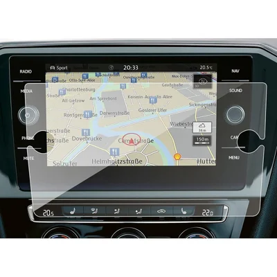 For T-ROC 2018 8 Inch Navigation Screen Protector 9H Hardness Shatterproof Tempered Glass Film (with Knob Holes)