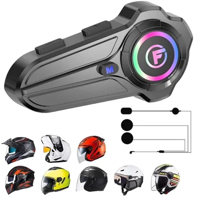 F10 PRO Motorcycle Helmet Bluetooth-compatible Intercom Headset with Hard Mic IP67 Waterproof 1000m Range Two-way Communication Interphone