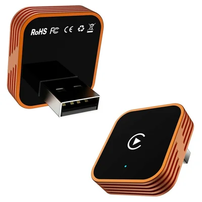 CP030-3 2 in 1 Wireless CarPlay Android Auto Adapter Plug and Play Car AI Box for iPhone Android - Orange