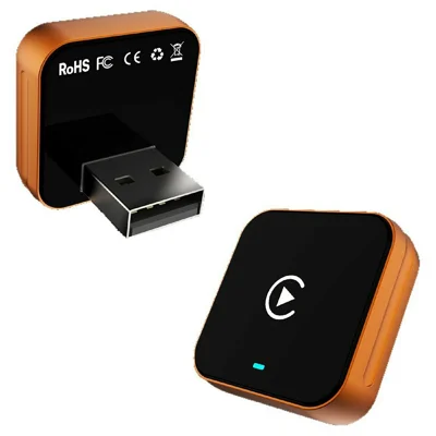 CP030-4 2 in 1 AI Box Wireless CarPlay Android Auto Adapter WiFi 6 Dual Band USB Dongle - Orange