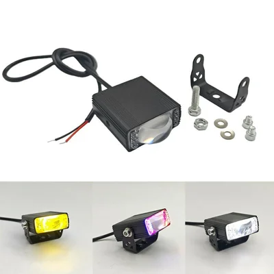 Farol LED 8W Branco Amarelo Estroboscópico 5 Modos Lente Dupla Luz de Nevoeiro para Carro Mota SUV - Preto