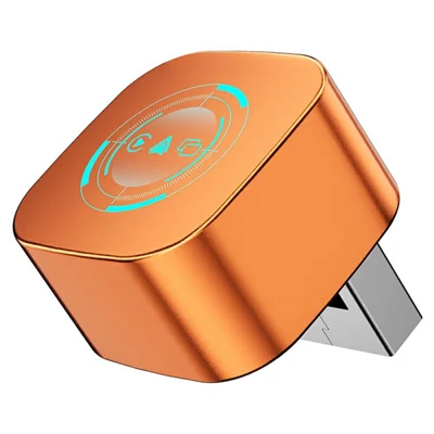 Q1AF Wireless Carplay Adapter Smart AI Box Airplay Mirror Link Android Auto Carplay 4 in1 Wired to Wireless USB Dongle - Orange / Blue Lighting