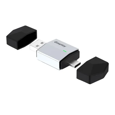TYS-4262AC 2-in-1 Wireless CarPlay Android Auto Adapter Bluetooth-kompatibel WiFi USB-A USB-C Dual Interface Dongle – Silber