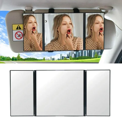 Car Sun Visor Mirror High Definition Clarity Tri-fold Makeup Mirror for Truck SUV Van RV