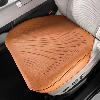 Cojín ventilado para asiento de coche, almohadilla transpirable de verano, funda de cuero PU para asiento de coche - Naranja