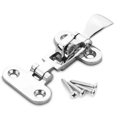 110 x 50mm 316 Rustfrit Stål Heavy Duty Togglesløjfe Marine Grade Hasp Lock med Skruer til Båd Kasse Dør - Sølv