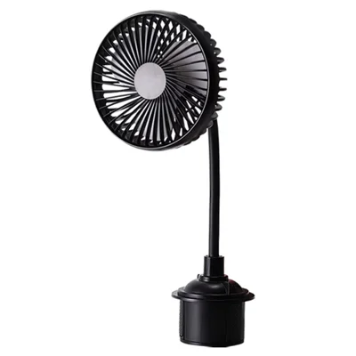 Ventilador USB para Coche con Soporte para Portavasos, Ventilador de Enfriamiento Silencioso Ajustable de 3 Velocidades para Camión SUV - Negro