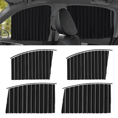 4 stuks / set magnetische zonneklep voor auto, zijkant met uv-bescherming en privacygordijn voor SUV en berline - zwart