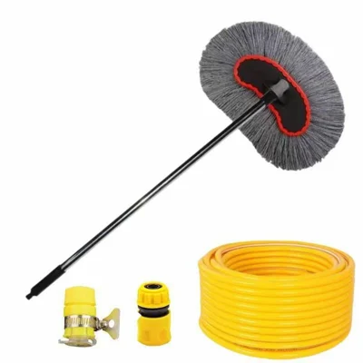 Kit de nettoyage de voiture avec tuyau de 5 m, manche de 75 cm, brosse en microfibre, raccords rapides, outil de nettoyage auto