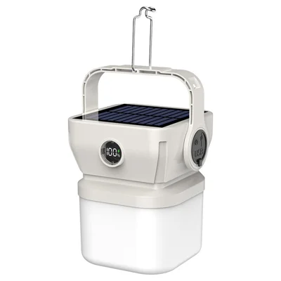 Linterna de Camping Solar 360 Grados Recargable Impermeable Portátil Luz LED para Exterior Emergencias - Blanco