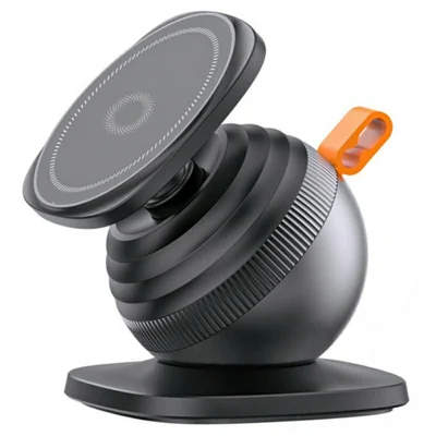 Magnetic Car Phone Holder Adhesive Mount 360 Degree Rotating Cellphone Stand with Cable Clip - Grey