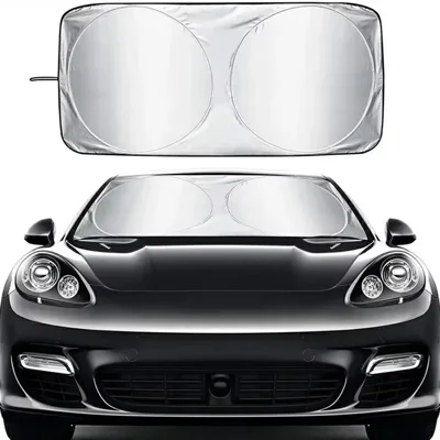 160x86cm Pare-soleil pour Pare-brise de Voiture Pliable en Argent Titané Protection UV Isolation Thermique Pare-soleil pour Véhicule