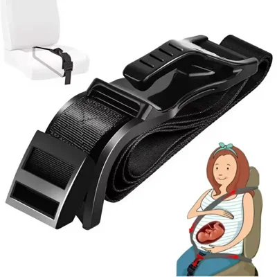 Pregnancy Car Safety Belt Adjuster Moms Belly Driving Protector Seat Belt Extender for Maternity - Black / Wave Pattern