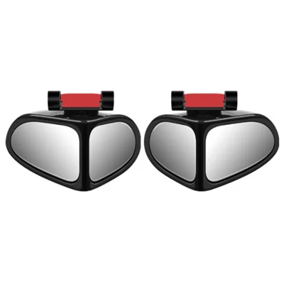 2 piezas de espejo para punto ciego de coche, ajustable 360 grados, espejo retrovisor lateral de gran ángulo para marcha atrás y estacionamiento - Negro