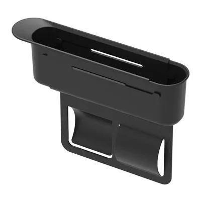 Car Seat Gap Organizer Push Pull Storage Box for Phone Keys Console Gap Filler Case - Black