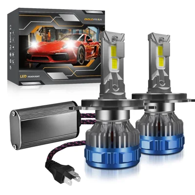 P16 2Pcs 50W H4 Car LED Headlight Bulbs 48000LM 6500K Dual Copper Tube Cooling High Low Beam Headlamp - Blue