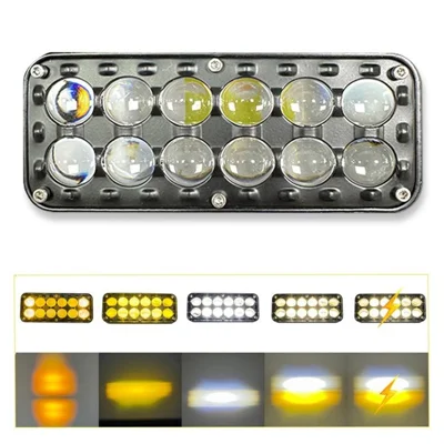 12-LED Car Work Light 29W 5200LM Yellow and White Light Auxiliary Driving Lamp for Motorcycle Truck ATV