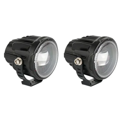 V96A 2 pièces projecteur LED rond étanche IP67 25 W 12000 lm feu de conduite auxiliaire pour voiture moto VTT - noir