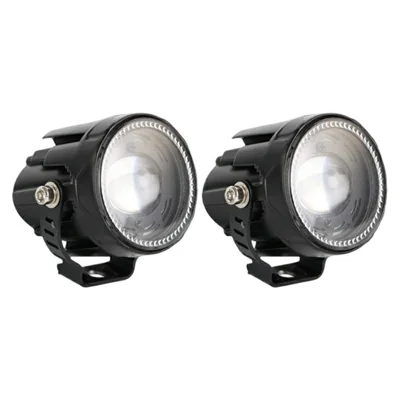 V96B 2 pièces feu d'éclairage et d'alerte étanche IP67 25 W 12000 lm projecteur rond LED pour voiture, moto, VTT - noir