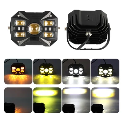 5-LED Car Light 65W 12000LM Yellow and White Light Motorcycle Spotlight IP67 Waterproof for ATV Off-road