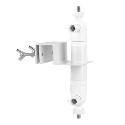 Suporte para Calha Sem Perfuração 360° Ajustável com Cabeça Dupla de Bola para Câmera de Segurança e Painel Solar - Branco