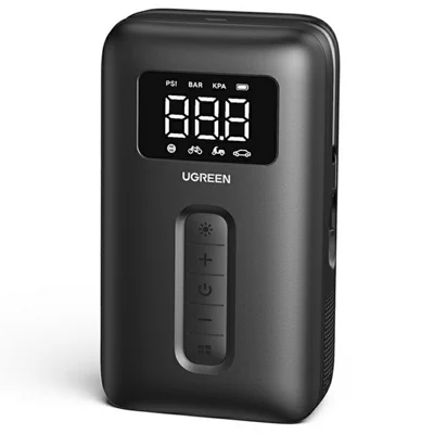 Pompa d'aria portatile wireless UGREEN 40121 con luce LED di emergenza, gonfiatore elettrico per pneumatici auto moto biciclette - Nero