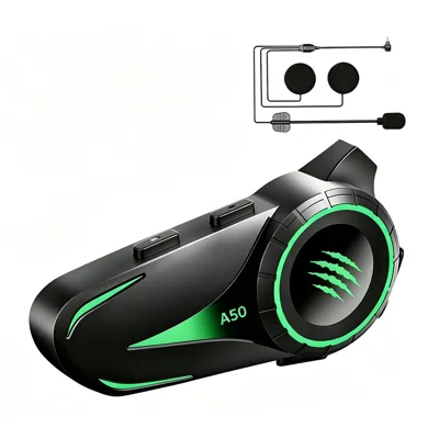 A50 Pro Hi-Fi Stereo Sound Motorcycle Helmet Bluetooth-compatible Intercom Earphones with Hard Mic for Riding